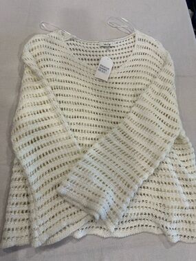 Sadie & Sage Open-Knit Cream Sweater